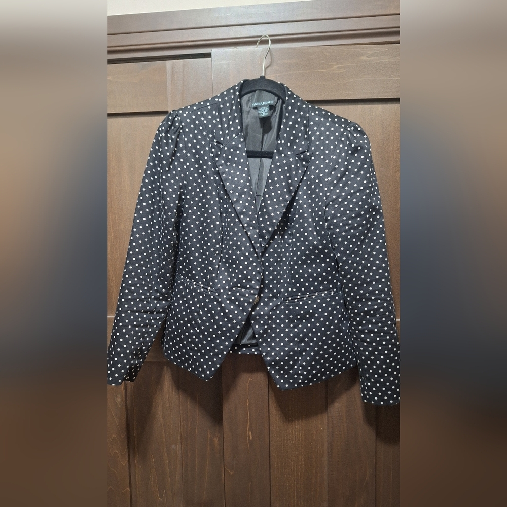 Cynthia Rowley Black and White Polka Dot Blazer. Sz Med
